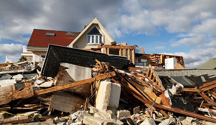 A disaster damaged house