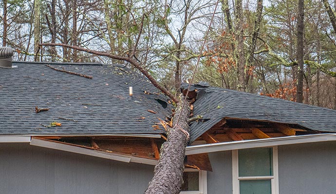 storm damaged house