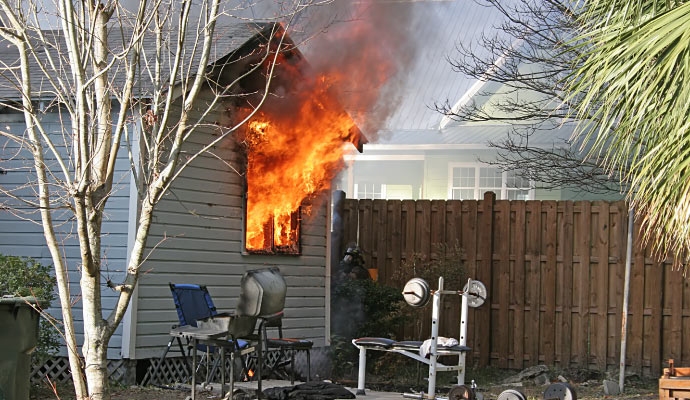 fire damaged house