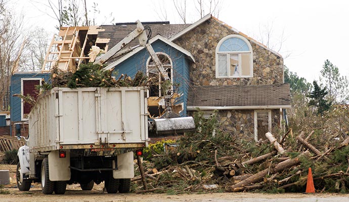 A house severely damaged by a storm