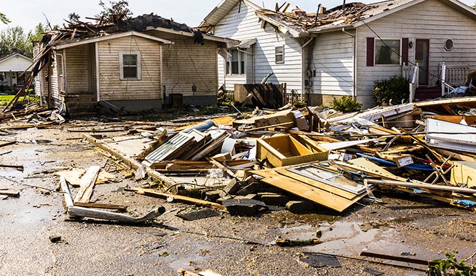 severely tornado damaged house