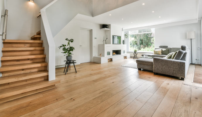 A clean floor in a room