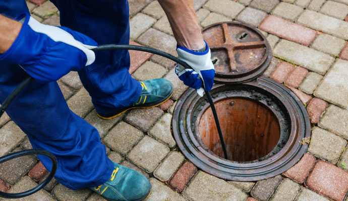 Person performing sewage inspection